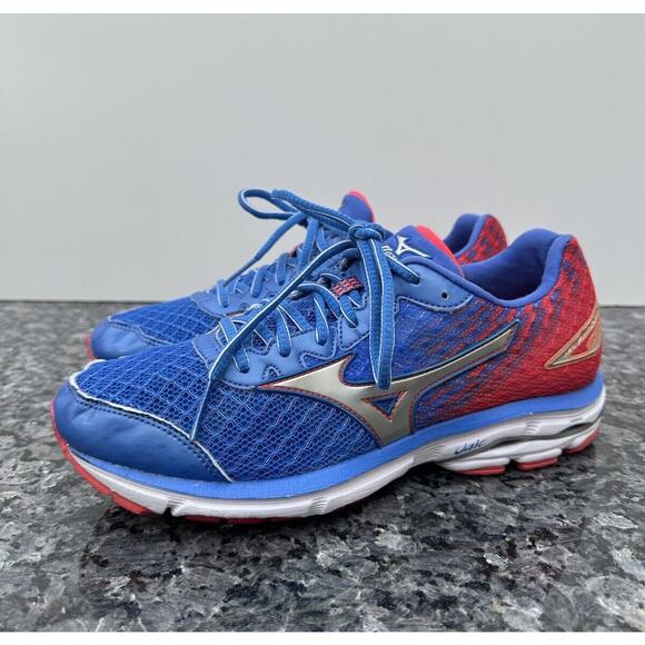 Mizuno Wave Rider 19 Blue Red Running Shoes Women’s Size 10 - Picture 2 of 9
